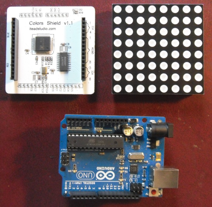 Arduino Uno, Colors Shield and RGB LED Matrix